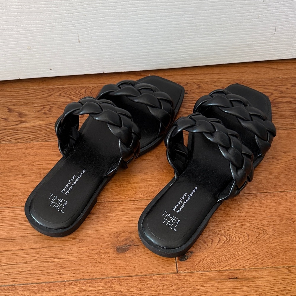 Time and Tru Black Braided Double-Strap Slide Sandals - Women - Picture 4 of 4